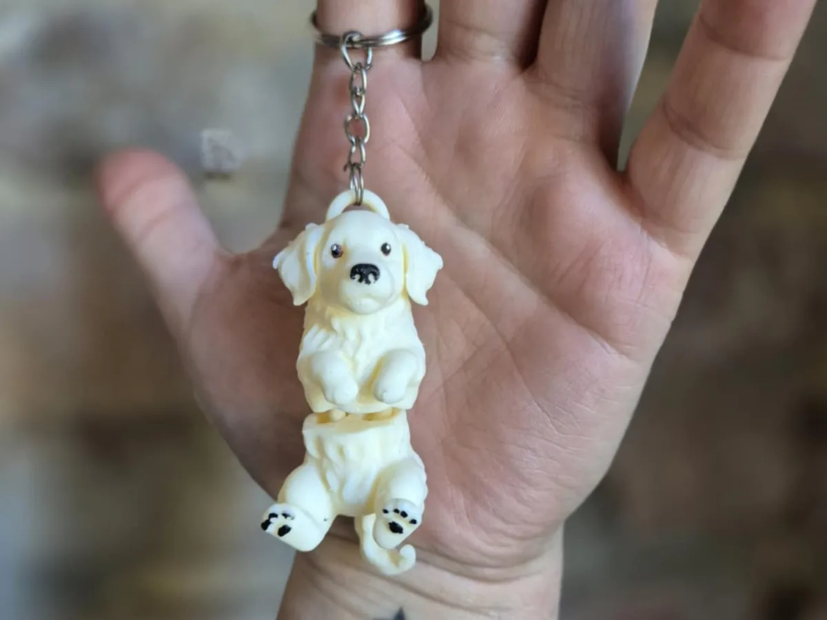 Llavero golden retriever impreso en 3D, foto 4