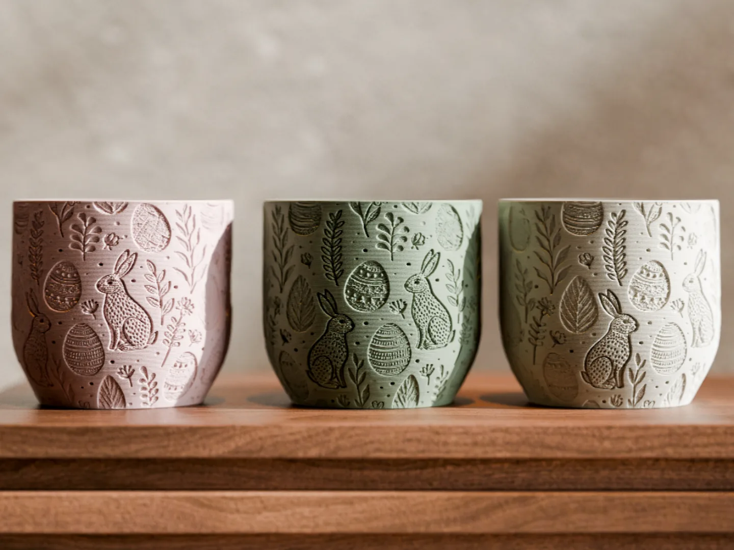 Materas con relieve de conejitos impreso en 3D