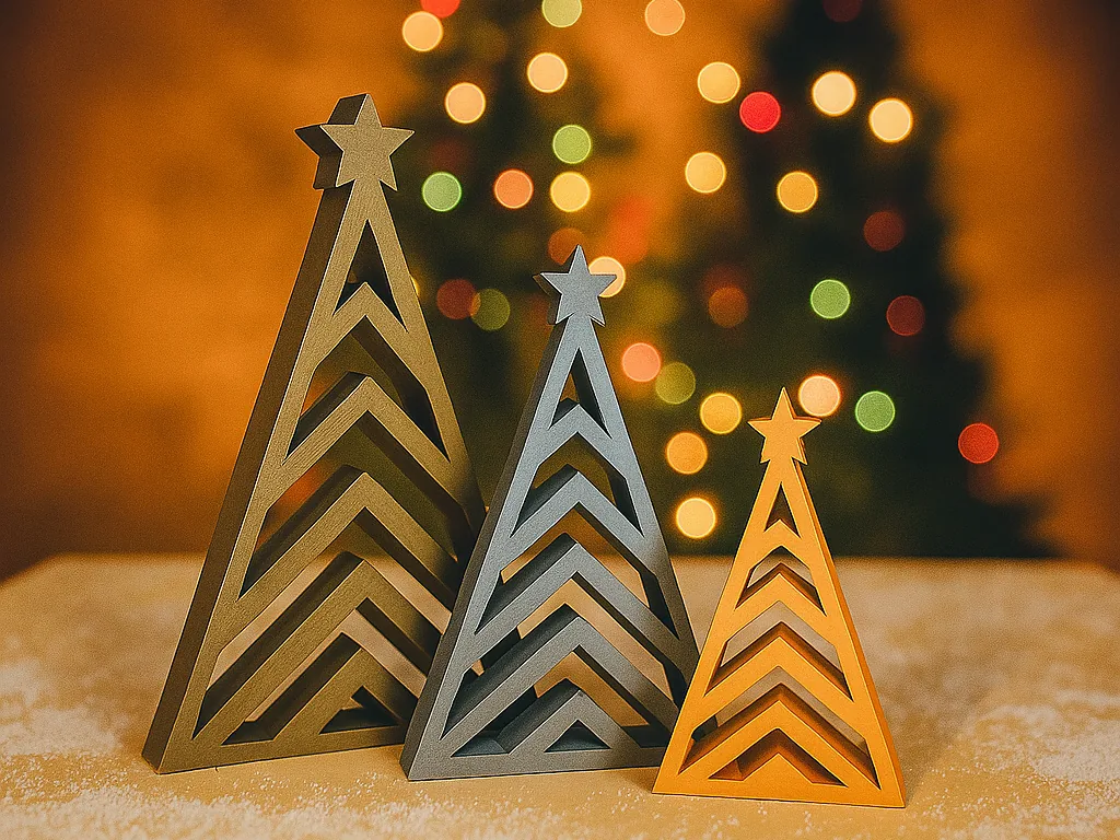 Set de árboles navideños geométricos