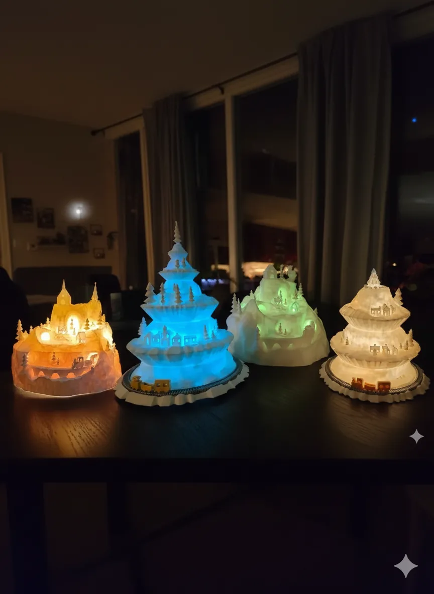 Vila natalina iluminada com LED impresso em 3D, foto 3