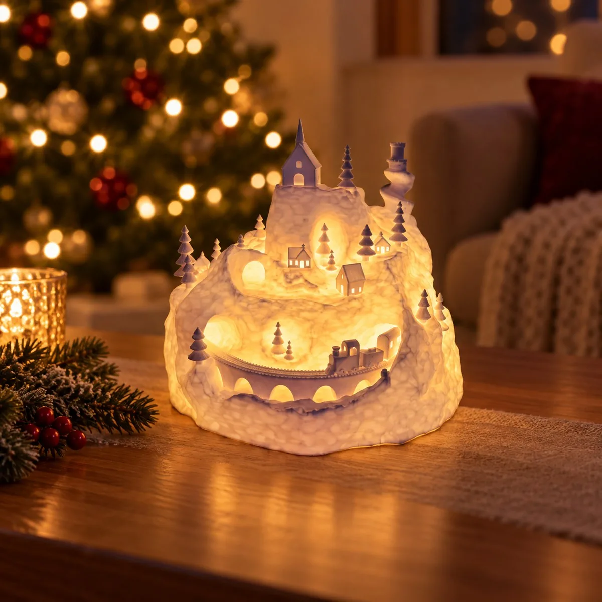 Vila natalina iluminada com LED impresso em 3D, foto 4