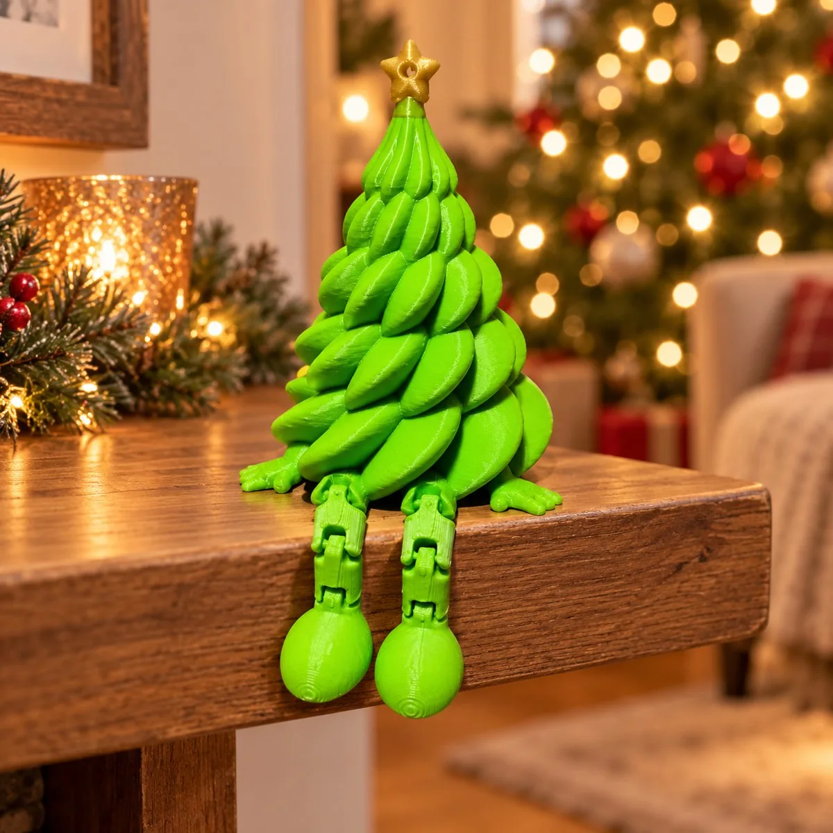 Arbolito de Navidad articulado con patas impreso en 3D, foto 3