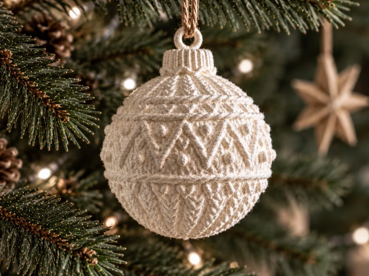Nordic-style knitted Christmas ball