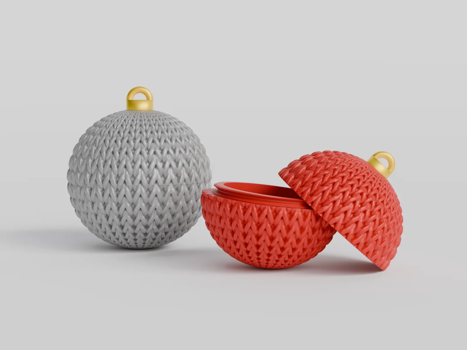 Bola navideña tejida para abrir y rellenar impreso en 3D, foto 3