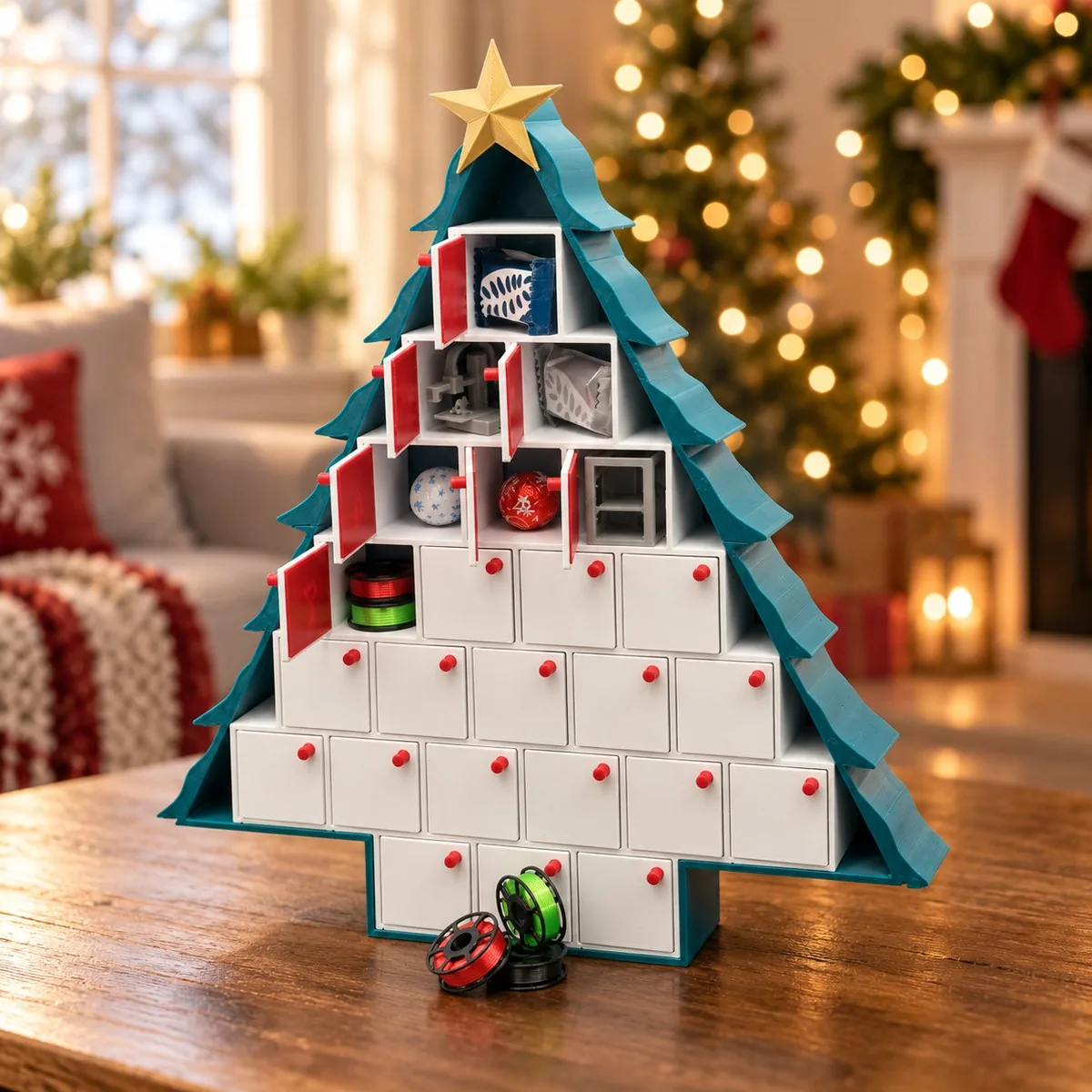 Calendário do advento árvore de Natal impresso em 3D, foto 4