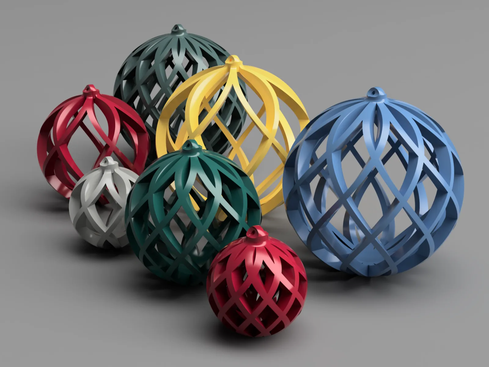Set of 7 Lattice Baubles