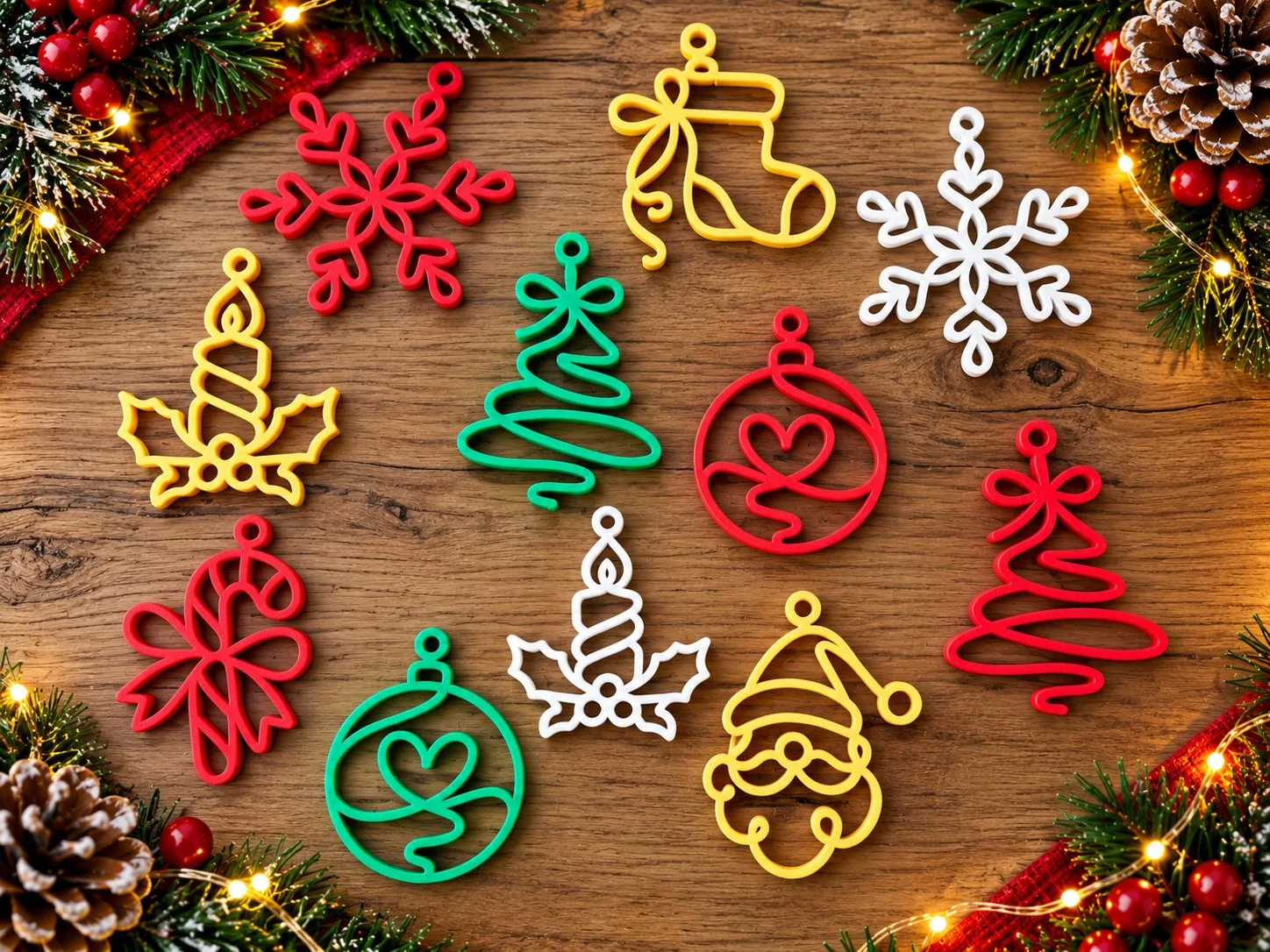Adornos navideños de línea impreso en 3D