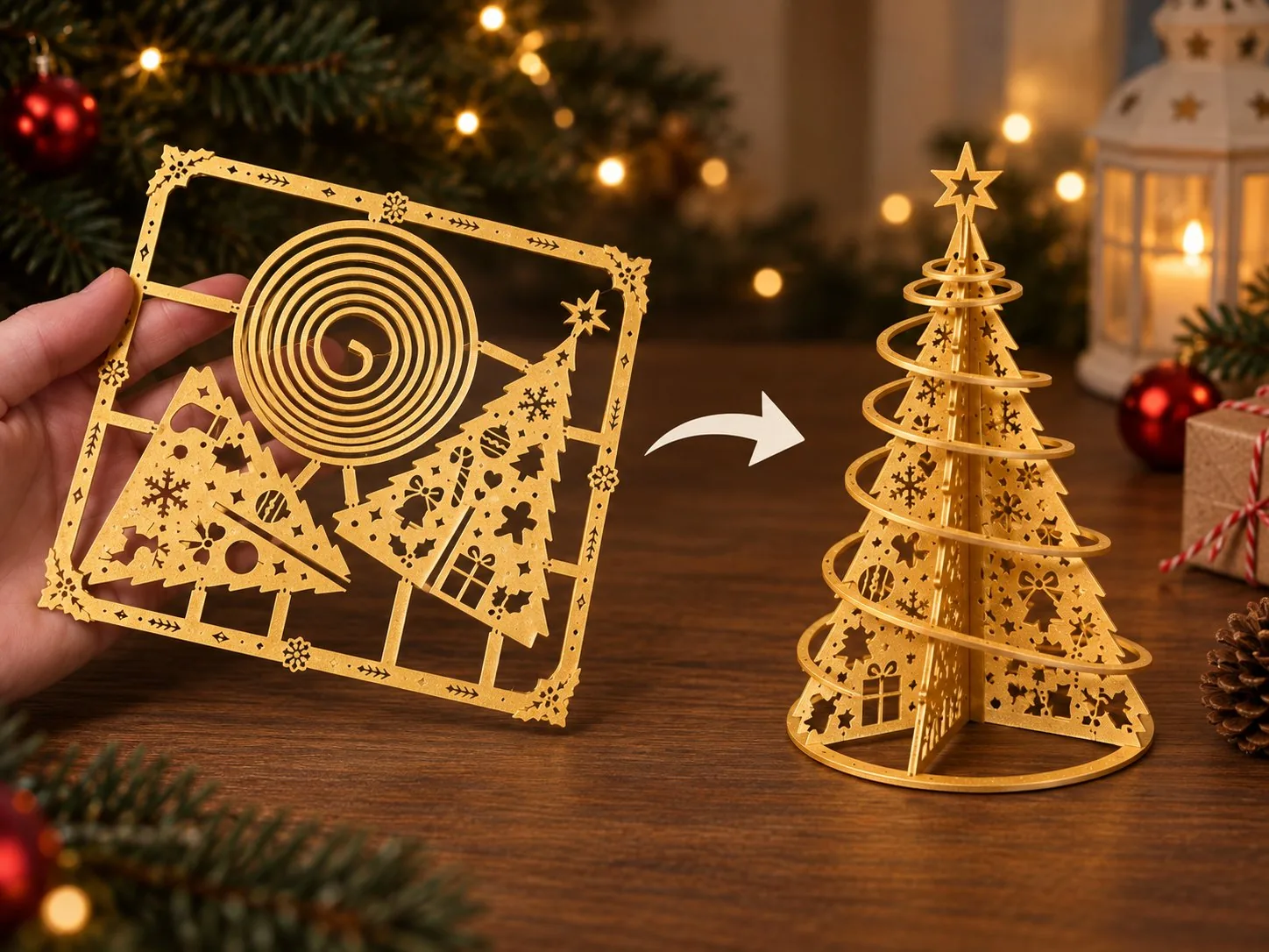 Tarjeta árbol de Navidad en espiral