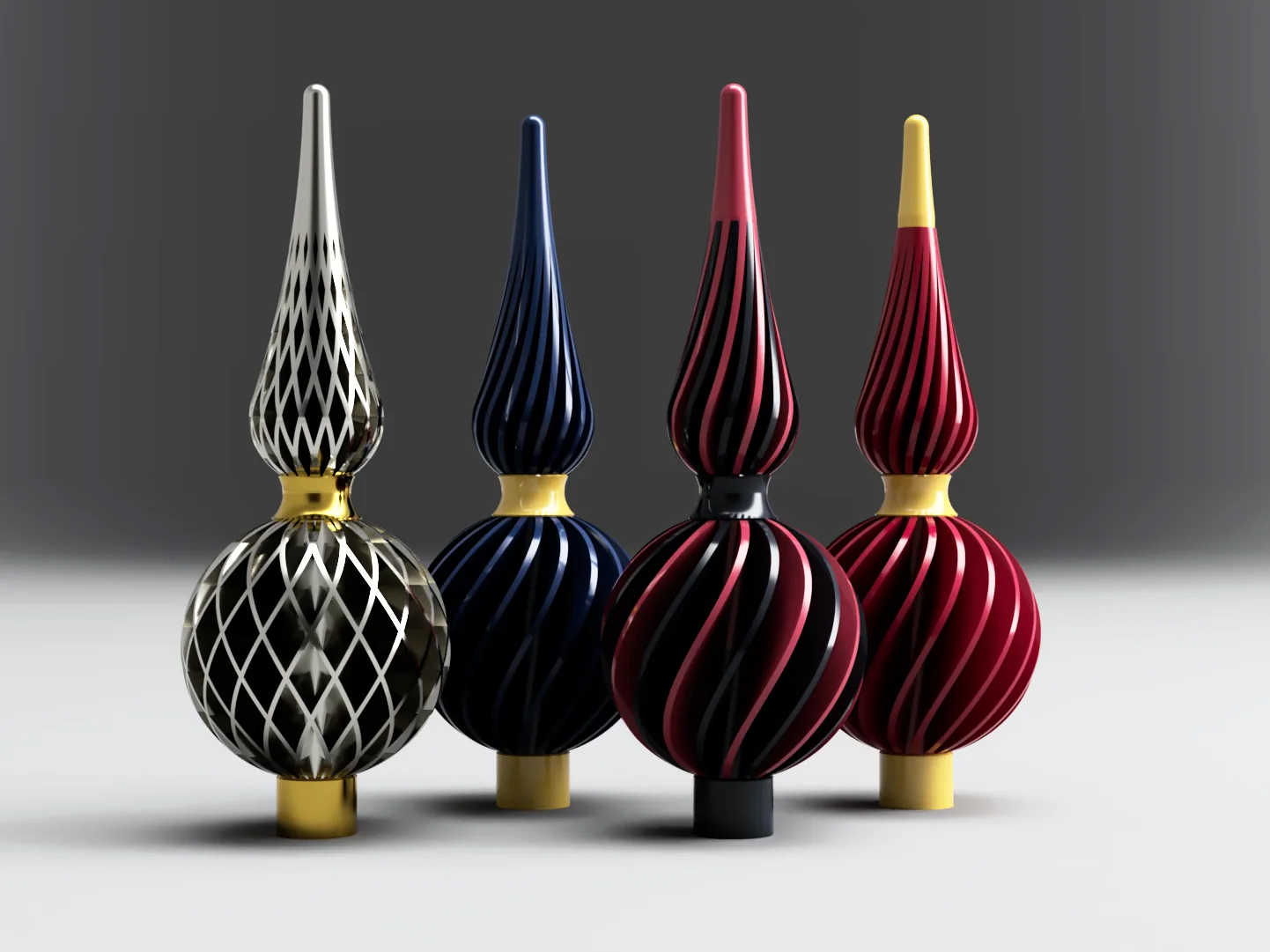 Ponteira de árvore com esfera em espiral