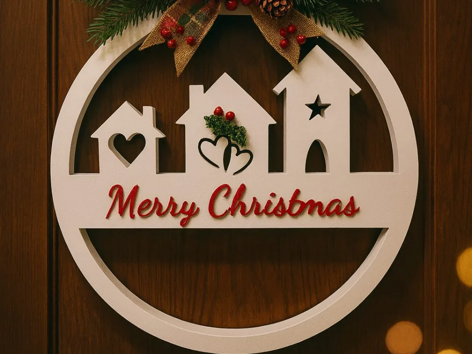 Corona navideña de puerta «Merry Christmas»