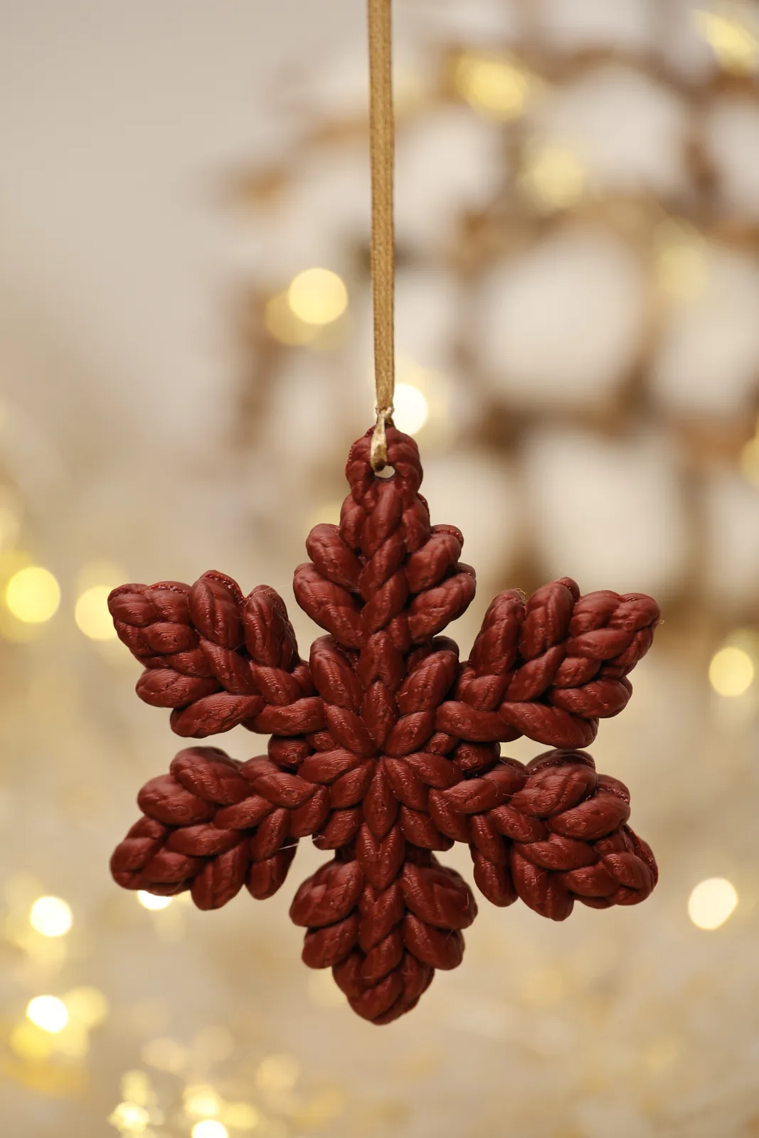 Floco de neve tricotado, enfeite de Natal impresso em 3D, foto 3