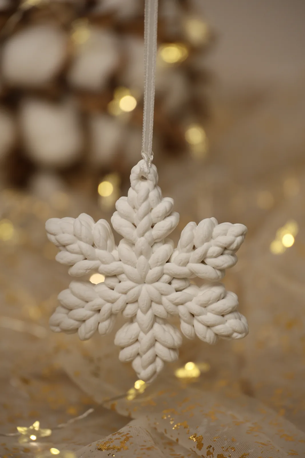 Floco de neve tricotado, enfeite de Natal impresso em 3D, foto 4