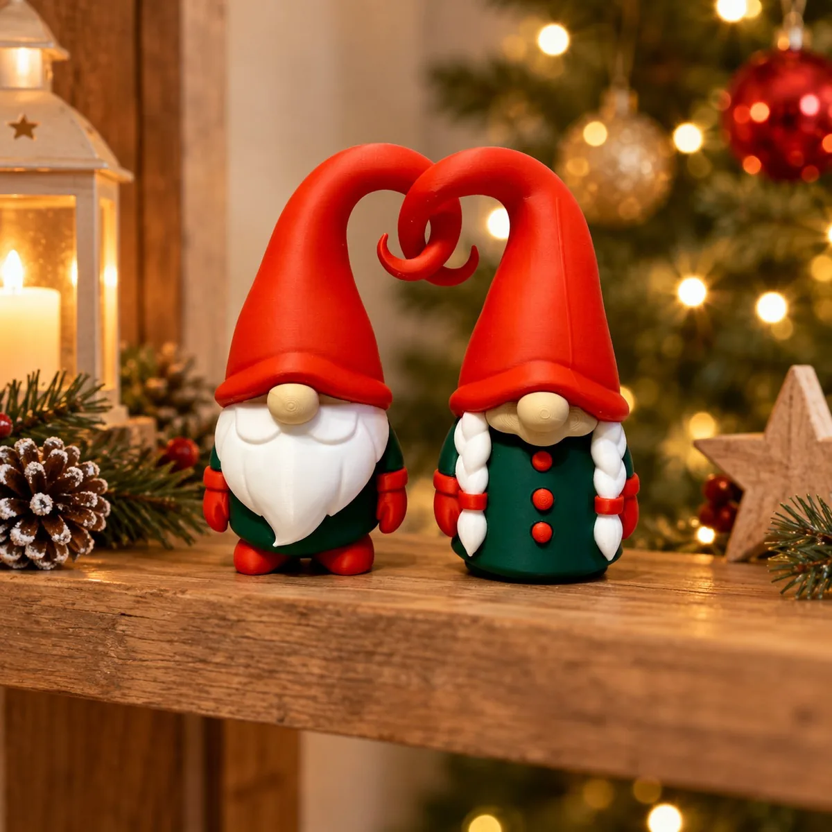 Gnomos inseparables, pareja navideña impreso en 3D, foto 5