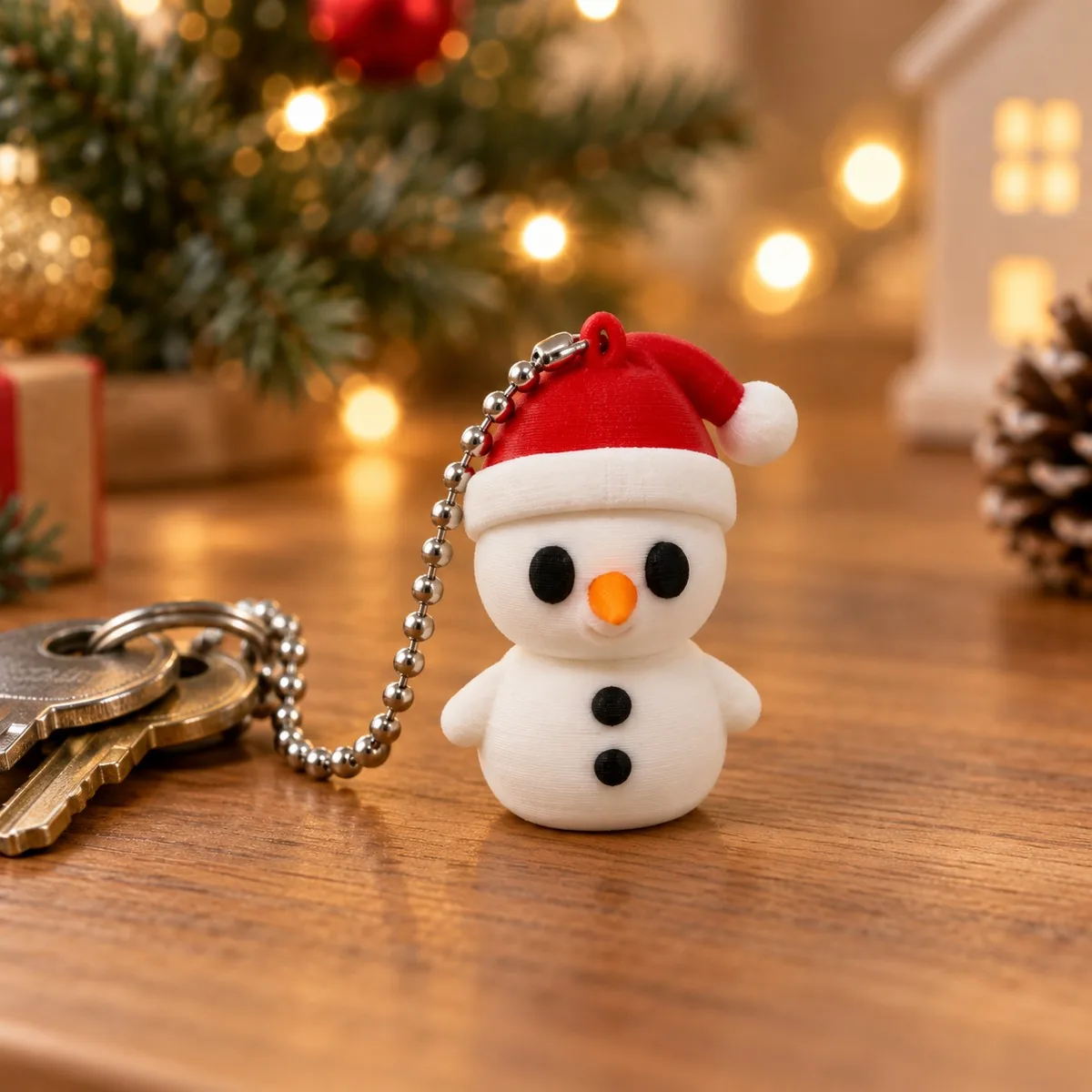 3D printed Mini Snowman Keychain with Hat, photo 4