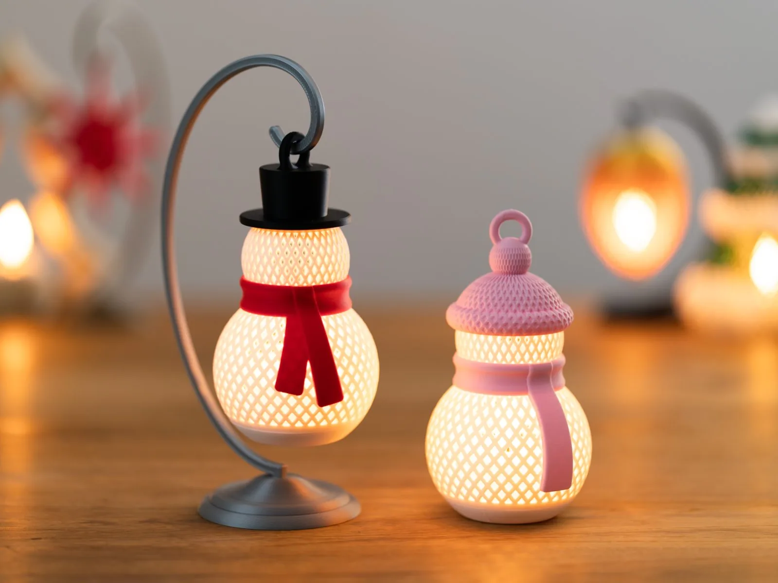 Muñeco de nieve portavela LED