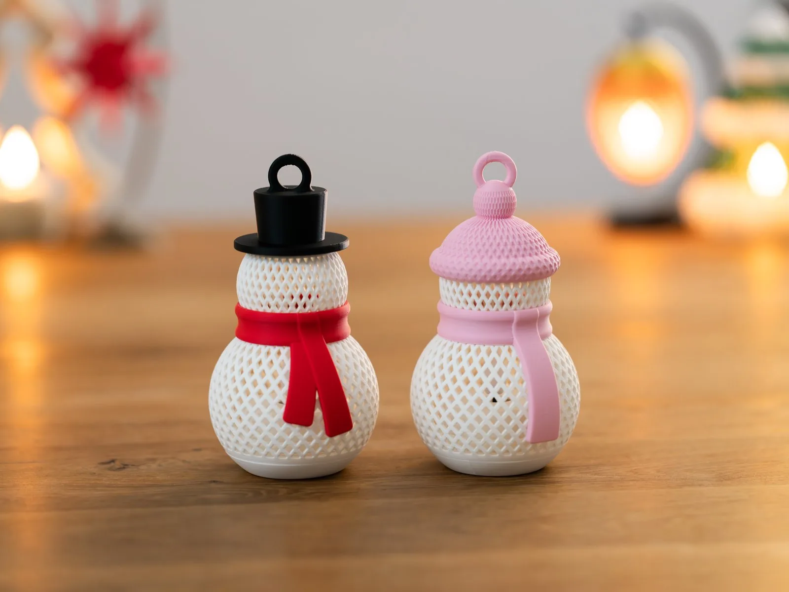 Muñeco de nieve portavela LED impreso en 3D, foto 3