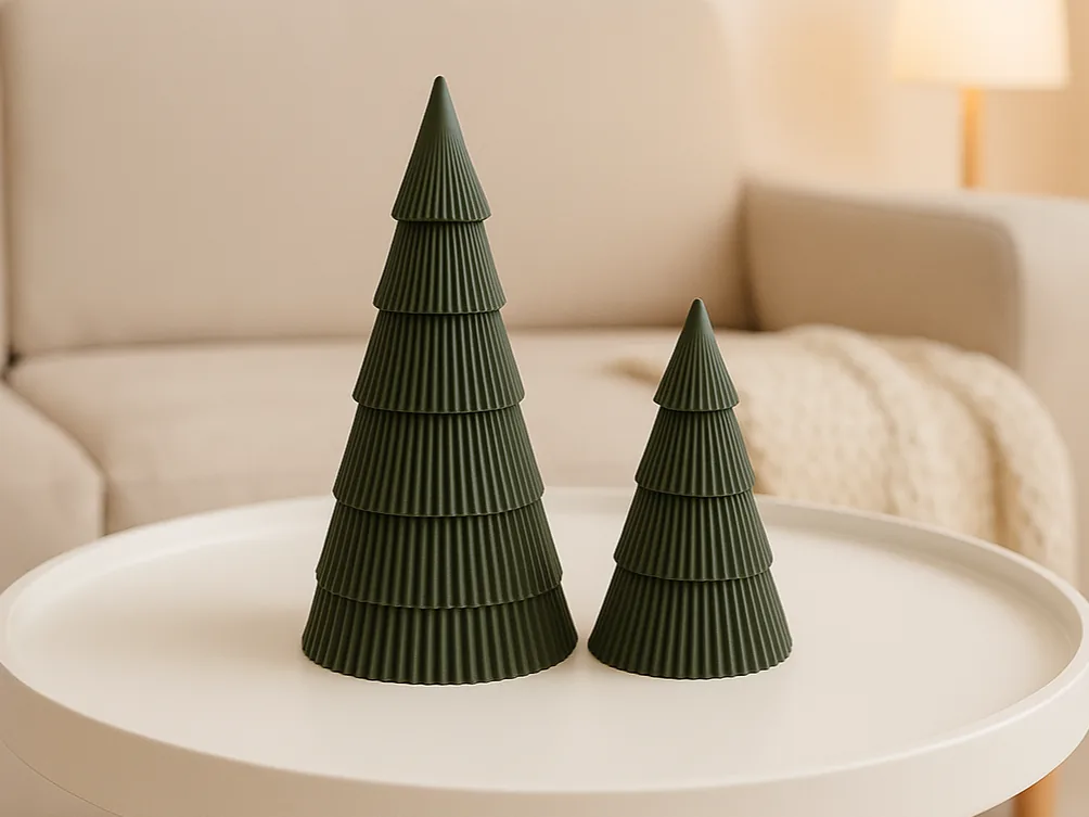 Árboles navideños japandi impreso en 3D, foto 3