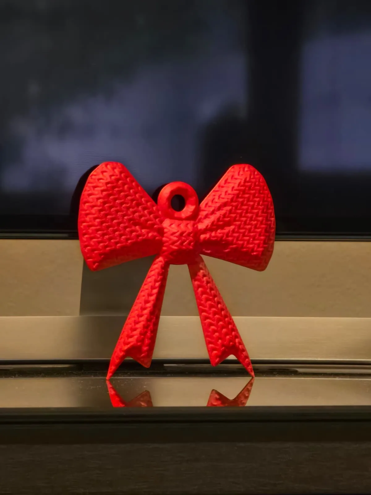 Laço de tricô, enfeite para a árvore impresso em 3D, foto 3