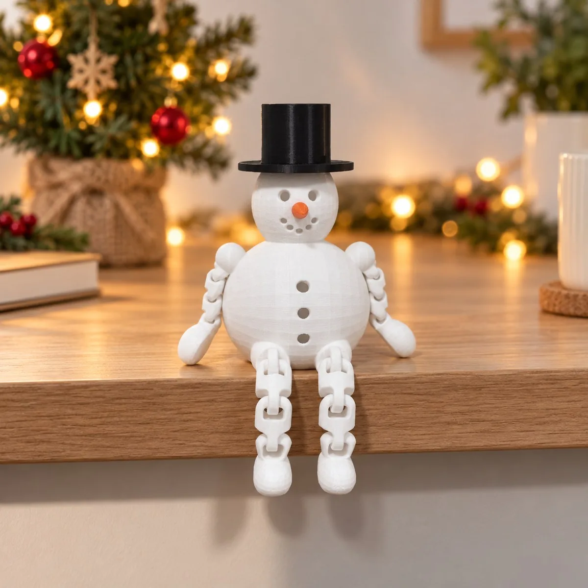 Boneco de neve articulado sentado impresso em 3D, foto 5