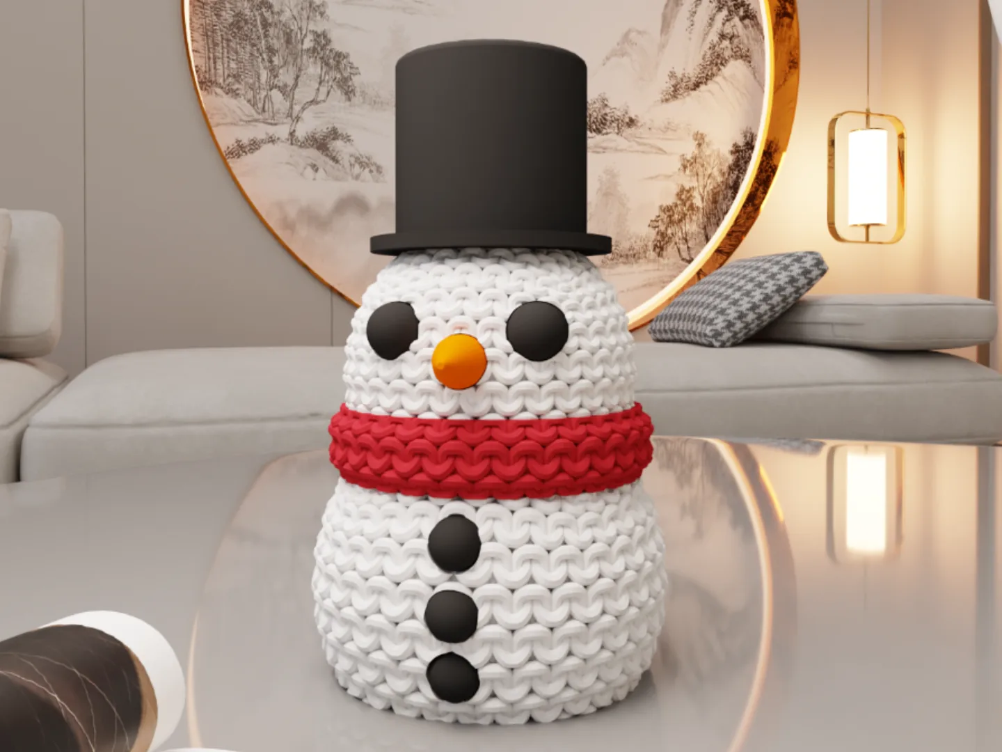 Muñeco de nieve tejido con sombrero