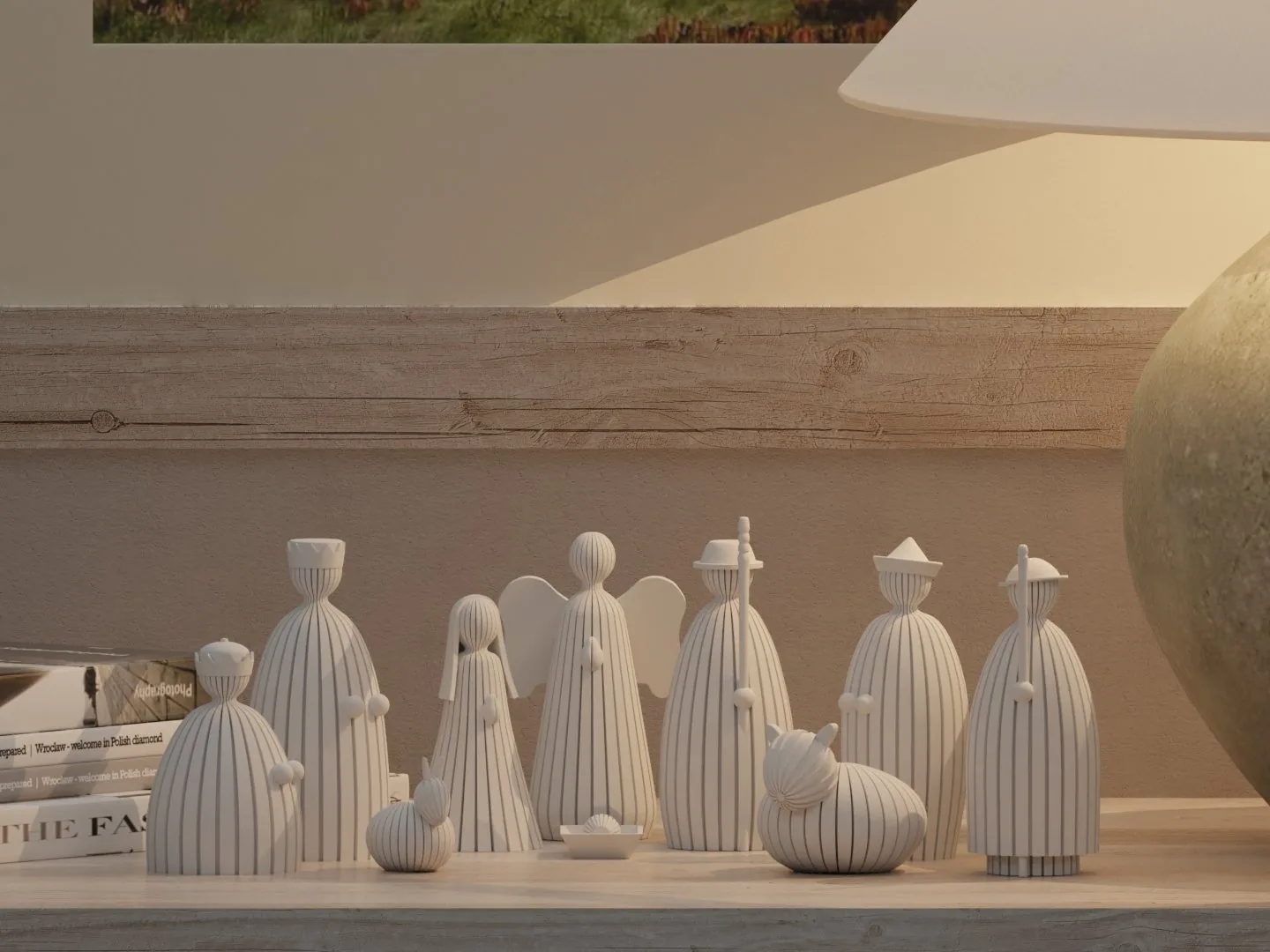 Pesebre moderno minimalista impreso en 3D