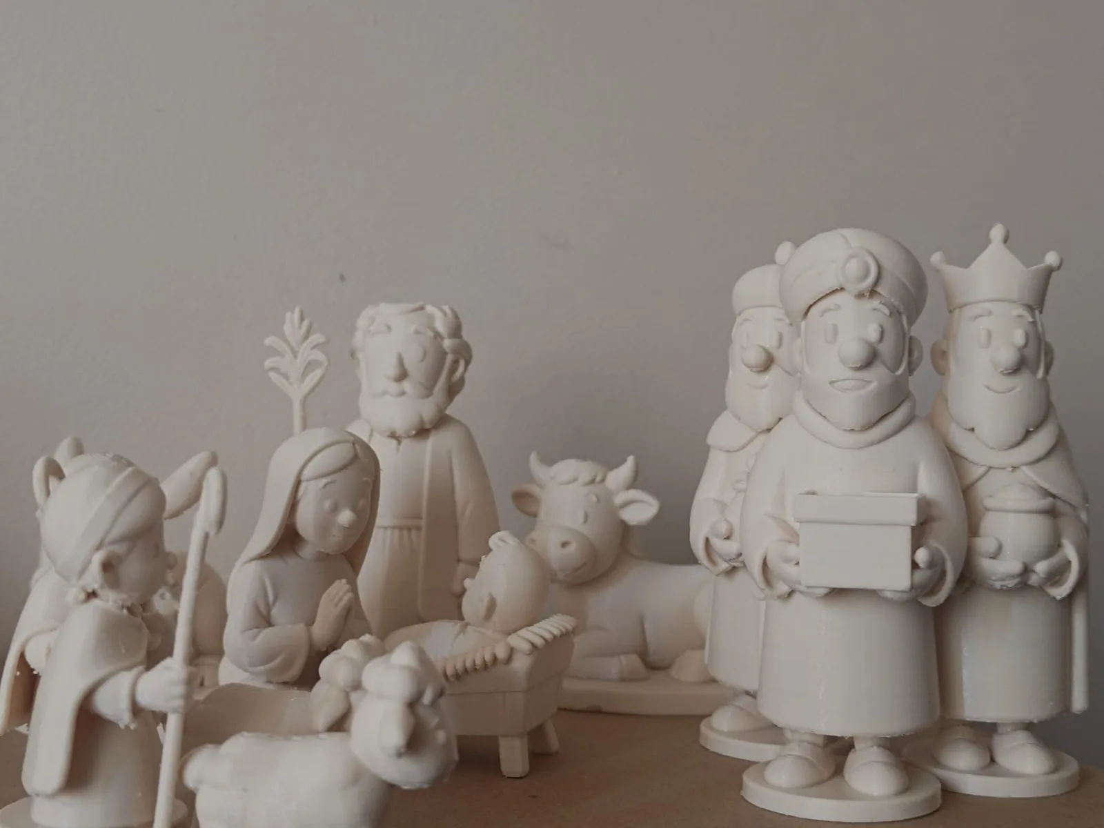 Pesebre clásico de figuras impreso en 3D
