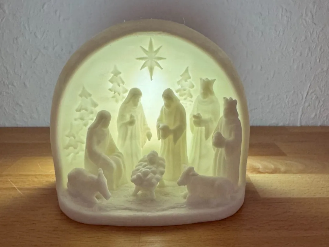 Pesebre luminoso de ventana impreso en 3D