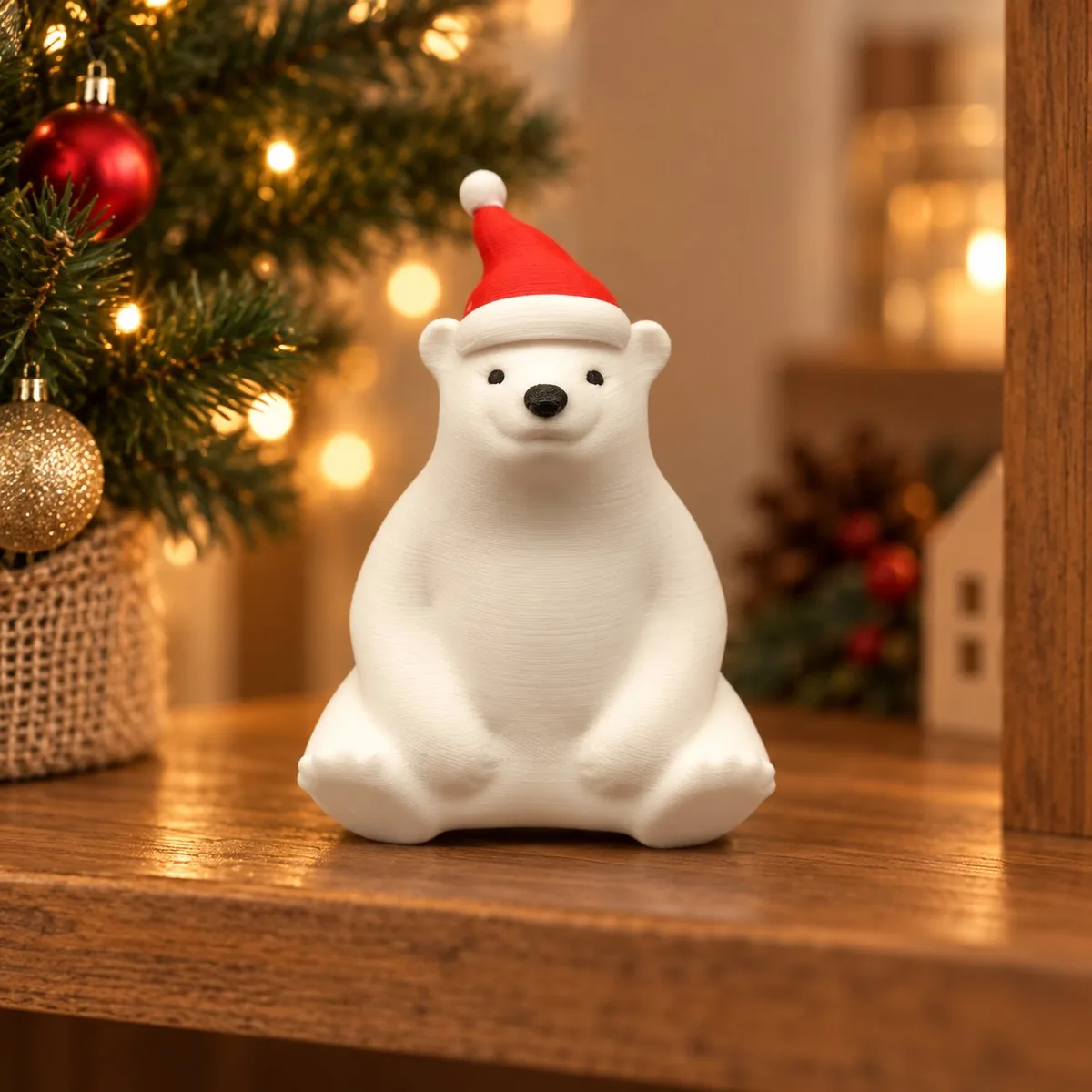 3D printed Polar Bear with Santa Hat, photo 5