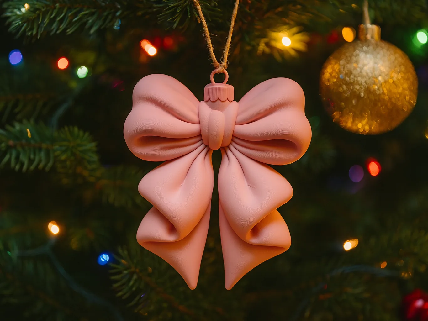 Moño navideño coquette impreso en 3D, foto 3