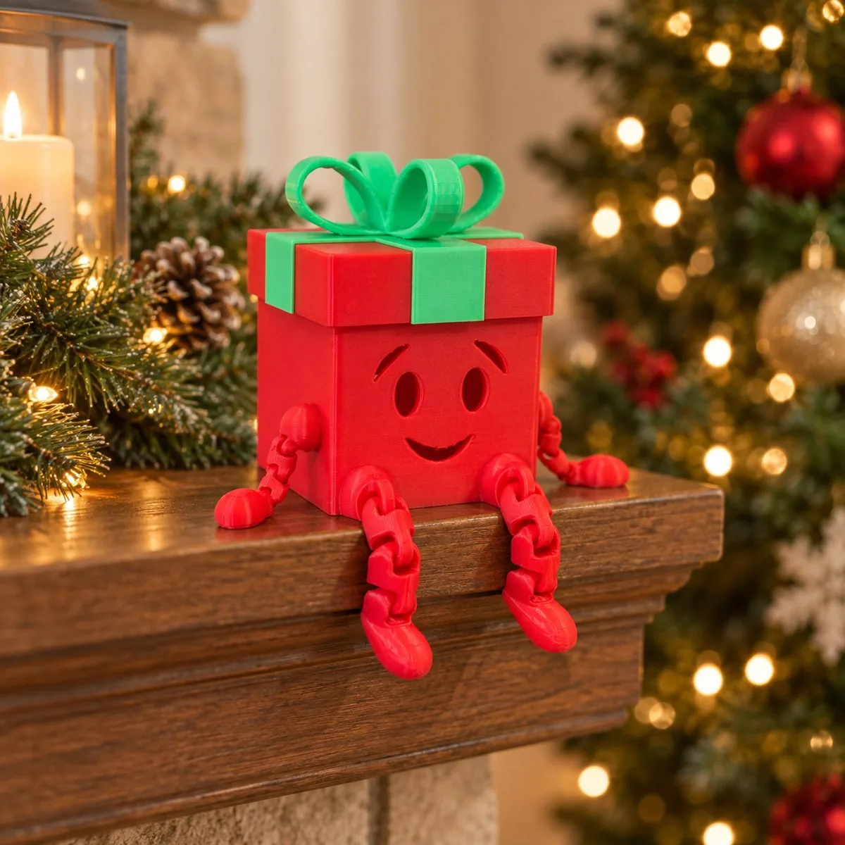 Presente de Natal articulado com luz LED impresso em 3D, foto 4