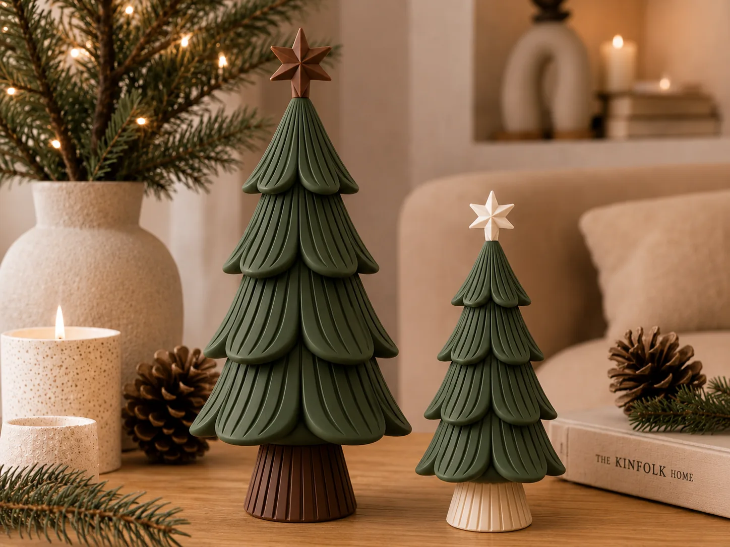 Set de arbolitos navideños Japandi