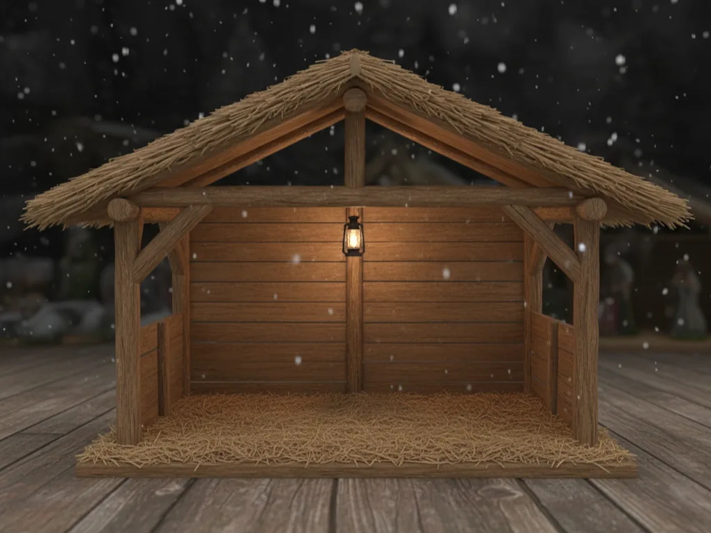 Establo rústico para pesebre impreso en 3D