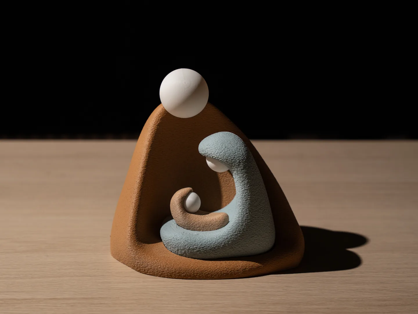 Natividade abstrata com textura de pedra impresso em 3D, foto 4