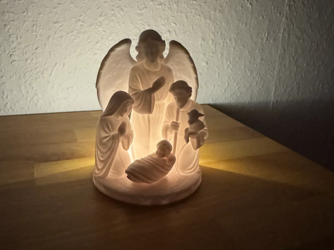Pesebre con ángel para luz LED