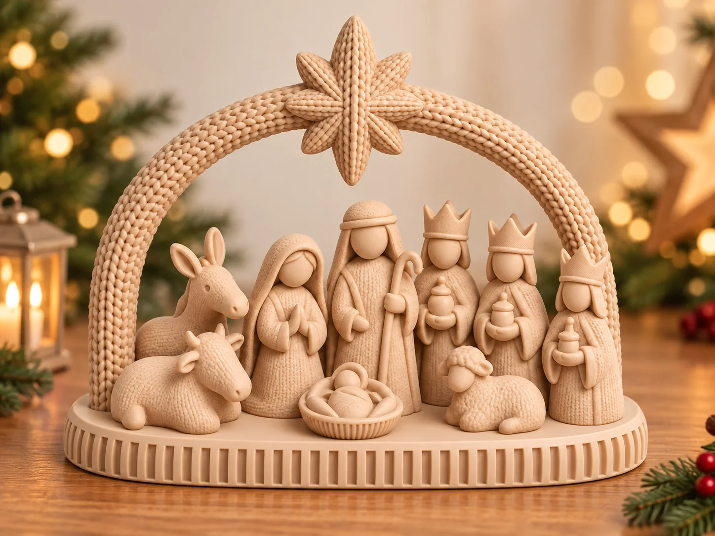 Pesebre decorativo con arco y estrella