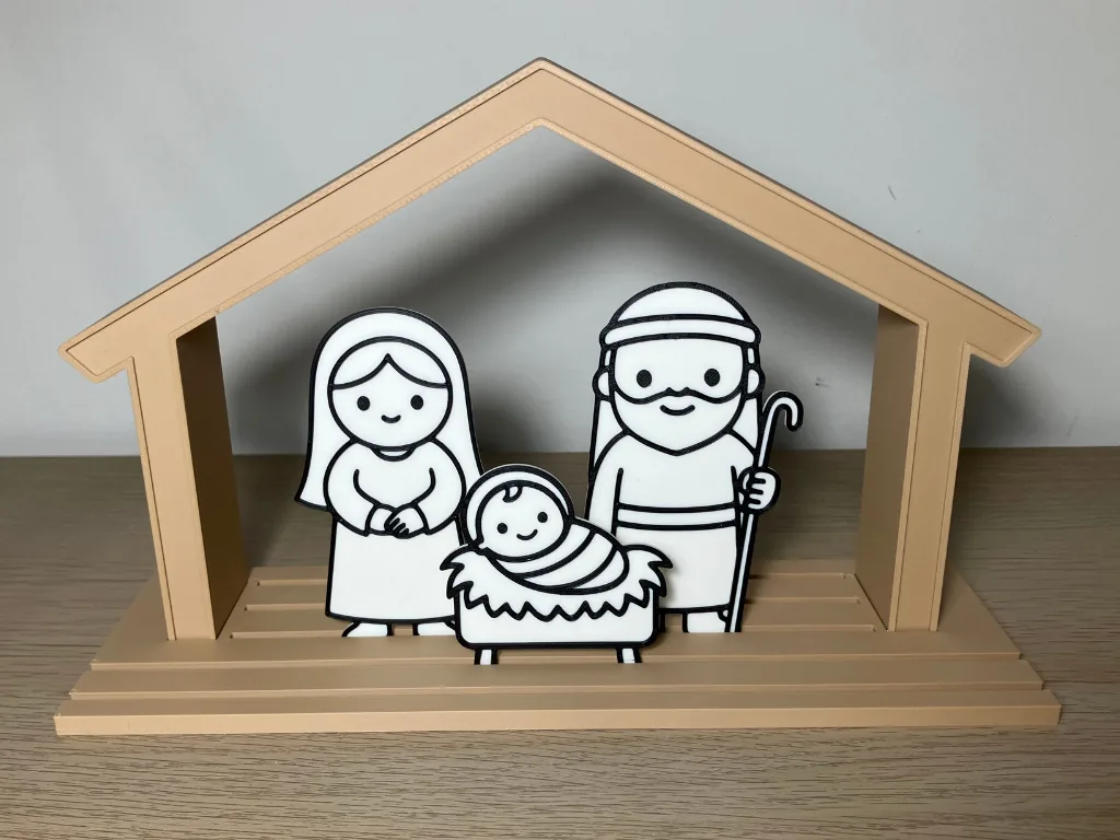 Pesebre para colorear con establo impreso en 3D, foto 5