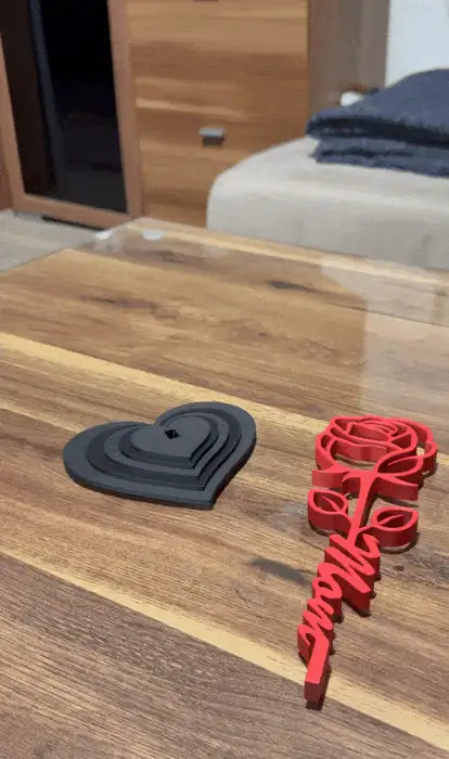 Rosa com Nome e Base de Coração impresso em 3D, foto 5